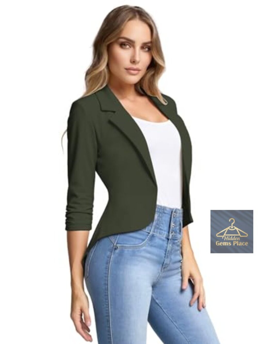 High Low Jacket Long Sleeve Notch Collar Open Front